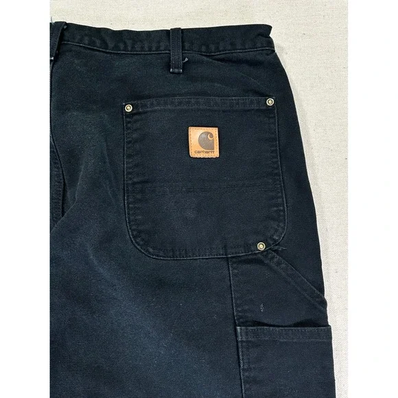 Vintage Carhartt 38 B136 BLK Double‎ Knee Canvas Dungarees Distressed Cargo Wear